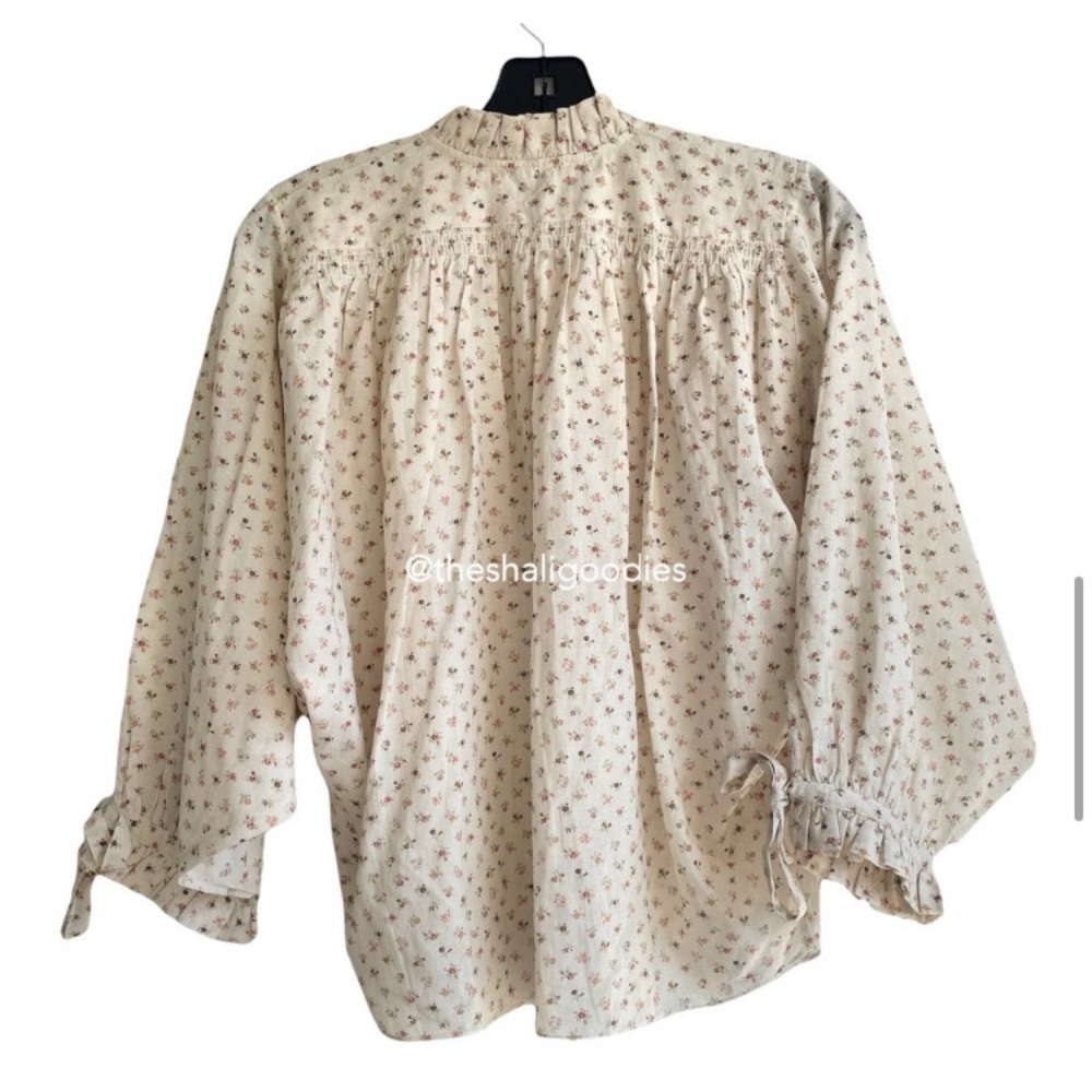 DOEN Rose Top Floral Blouse Cream Parc Monceau size Small - Picture 5 of 8